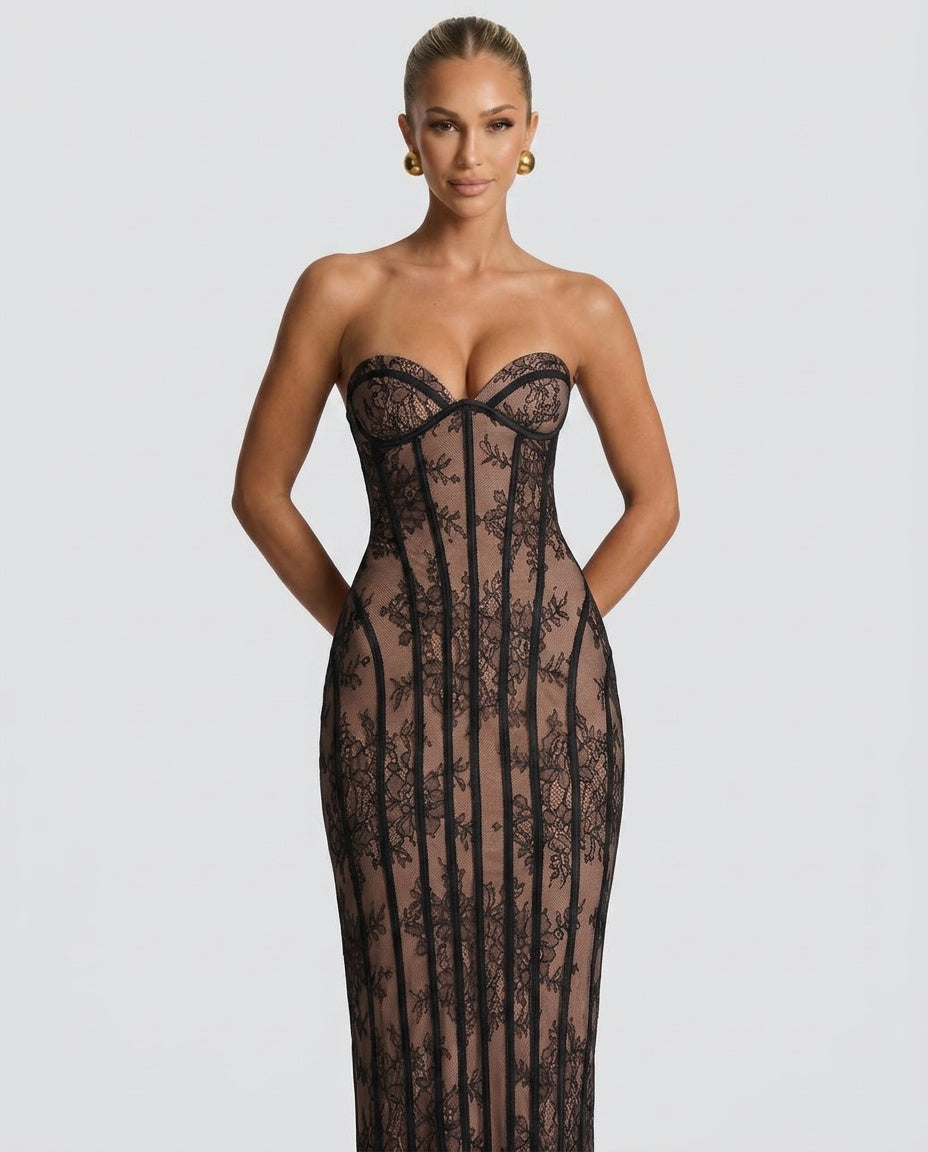 Juliette | Off-Shoulder Lace Sweetheart Maxi Dress