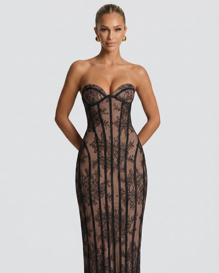 Juliette | Off-Shoulder Lace Sweetheart Maxi Dress
