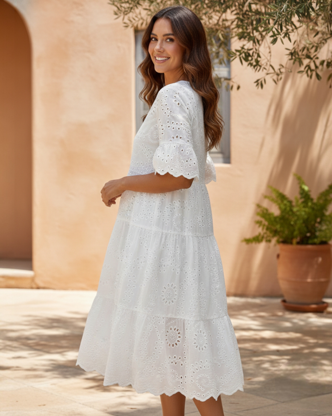 Elea | Mini Dress with Broderie Anglaise Detail