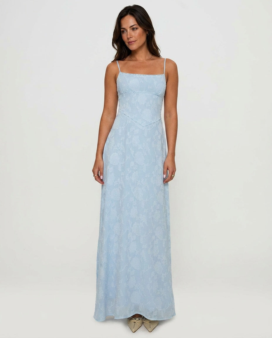 Solène | Halter Neck Floral Maxi Dress