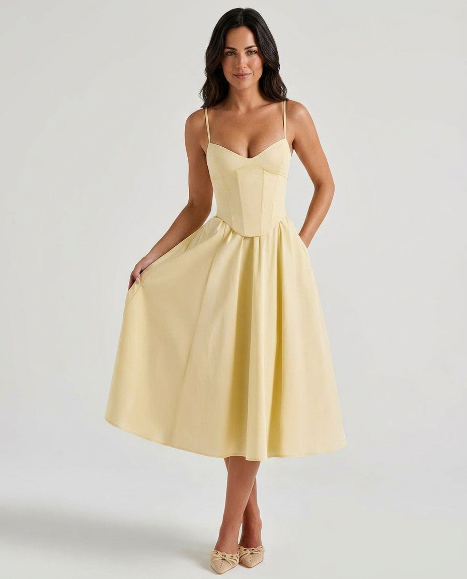 Mariella | Puff Sleeve A-Line Midi Dress