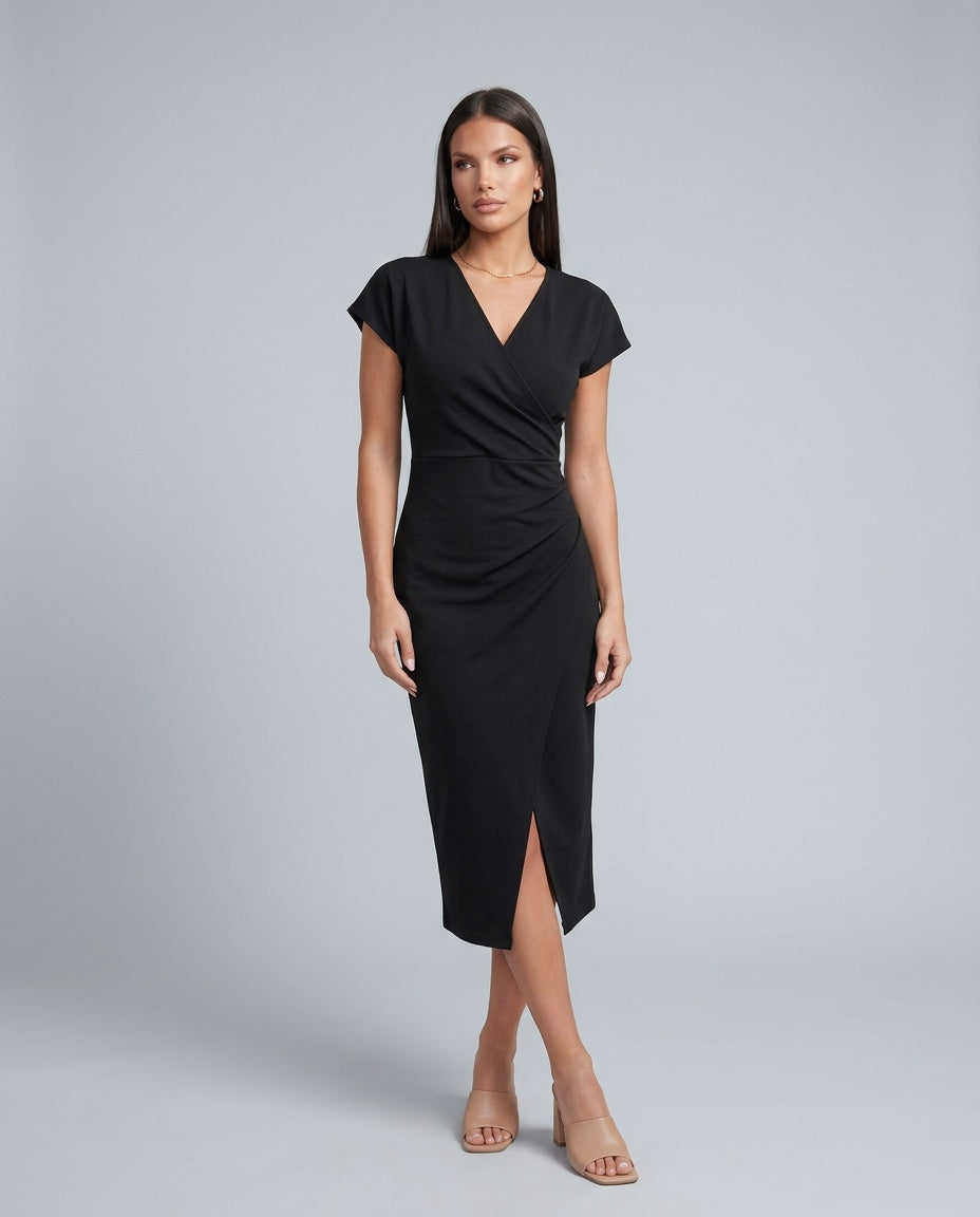 Eugenia | Draped Wrap Midi Dress