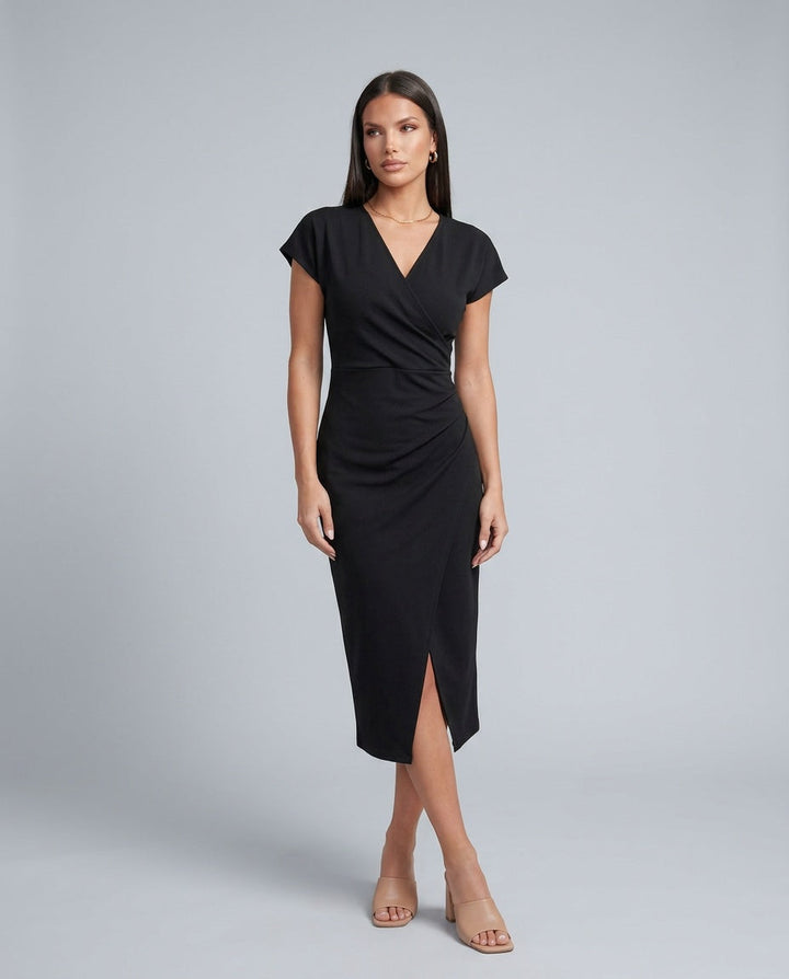 Eugenia | Draped Wrap Midi Dress