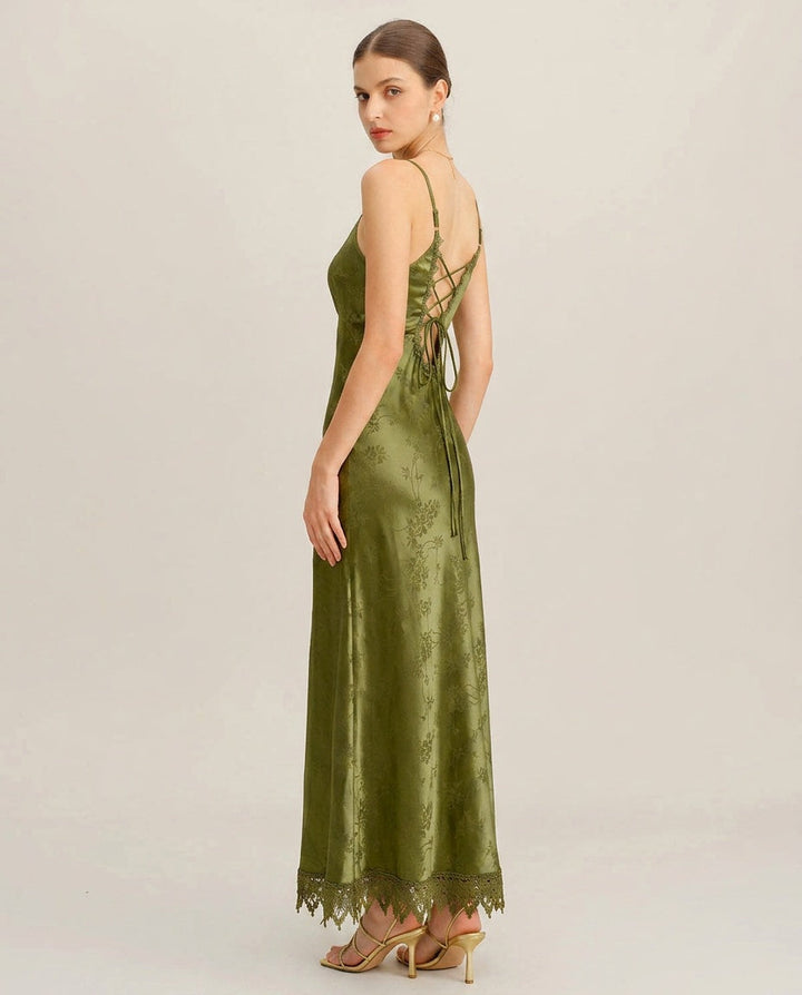 Nadine | Jacquard Corset Slip Maxi Dress
