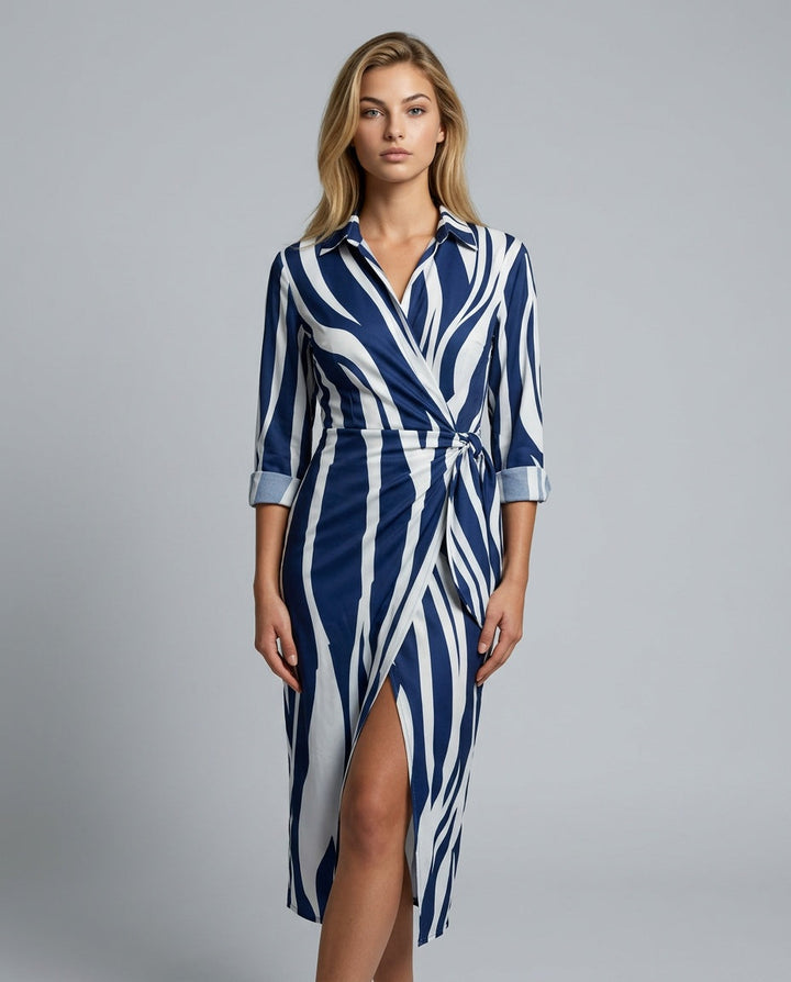 Esmee | Wrap Midi Dress in Print &amp; Solid Colours