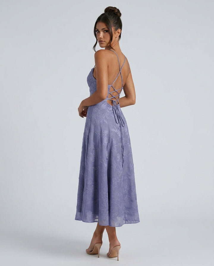 Sylvie | Spaghetti Strap Jacquard Slip Maxi Dress