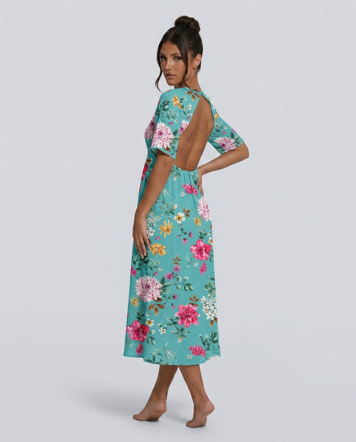 Liv | V-Neck Floral Summer Midi Dress
