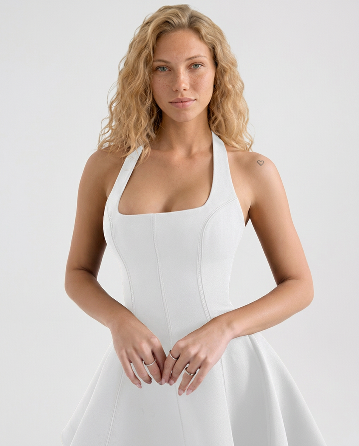Christa | Halter Neck Bow Mini Dress