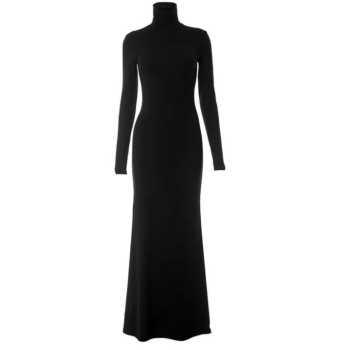 Sabine | Long-Sleeve Turtleneck Formal Maxi Dress