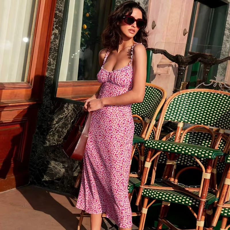 Quinn | Floral Ruffle Strap Midi Dress