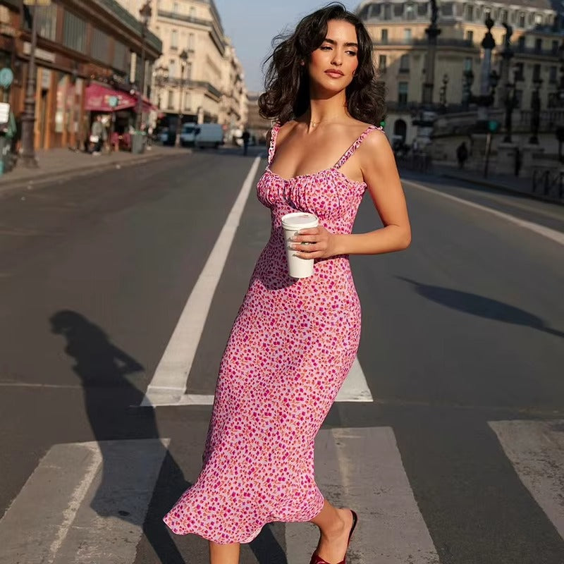 Quinn | Floral Ruffle Strap Midi Dress