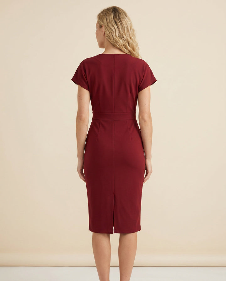 Willa | V-Neck Front Split Midi Dress