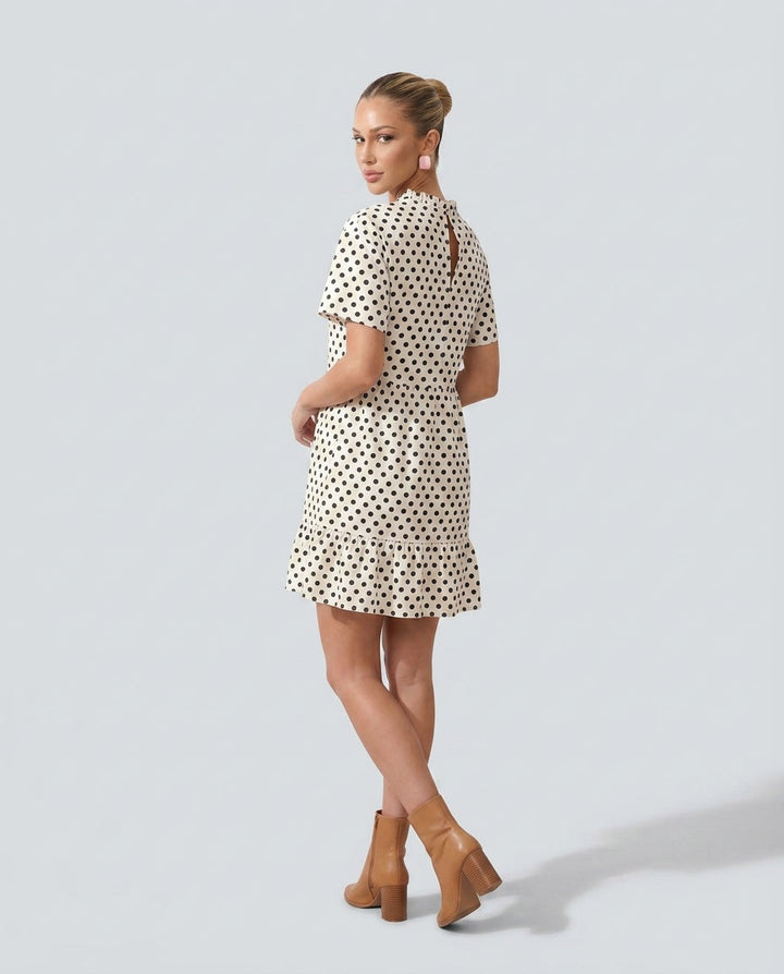Vivienne | Polka Dot Ruffle Detail Mini Dress