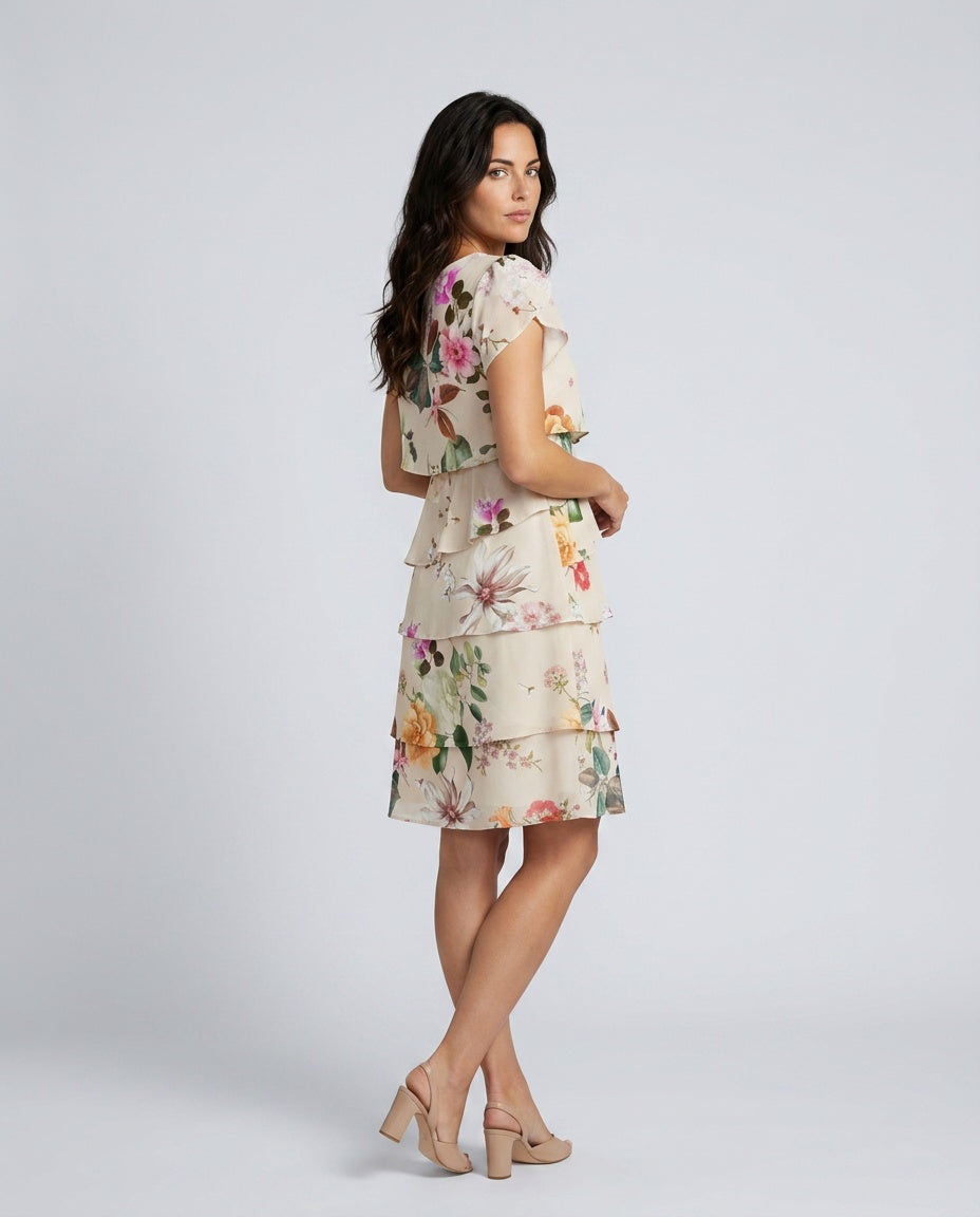 Celeste | Midi Chiffon Dress with Ruching Detail