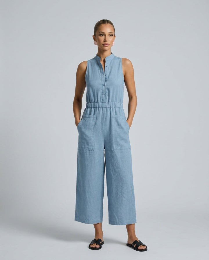Harper | Linen-Blend Sleeveless Loose Jumpsuit