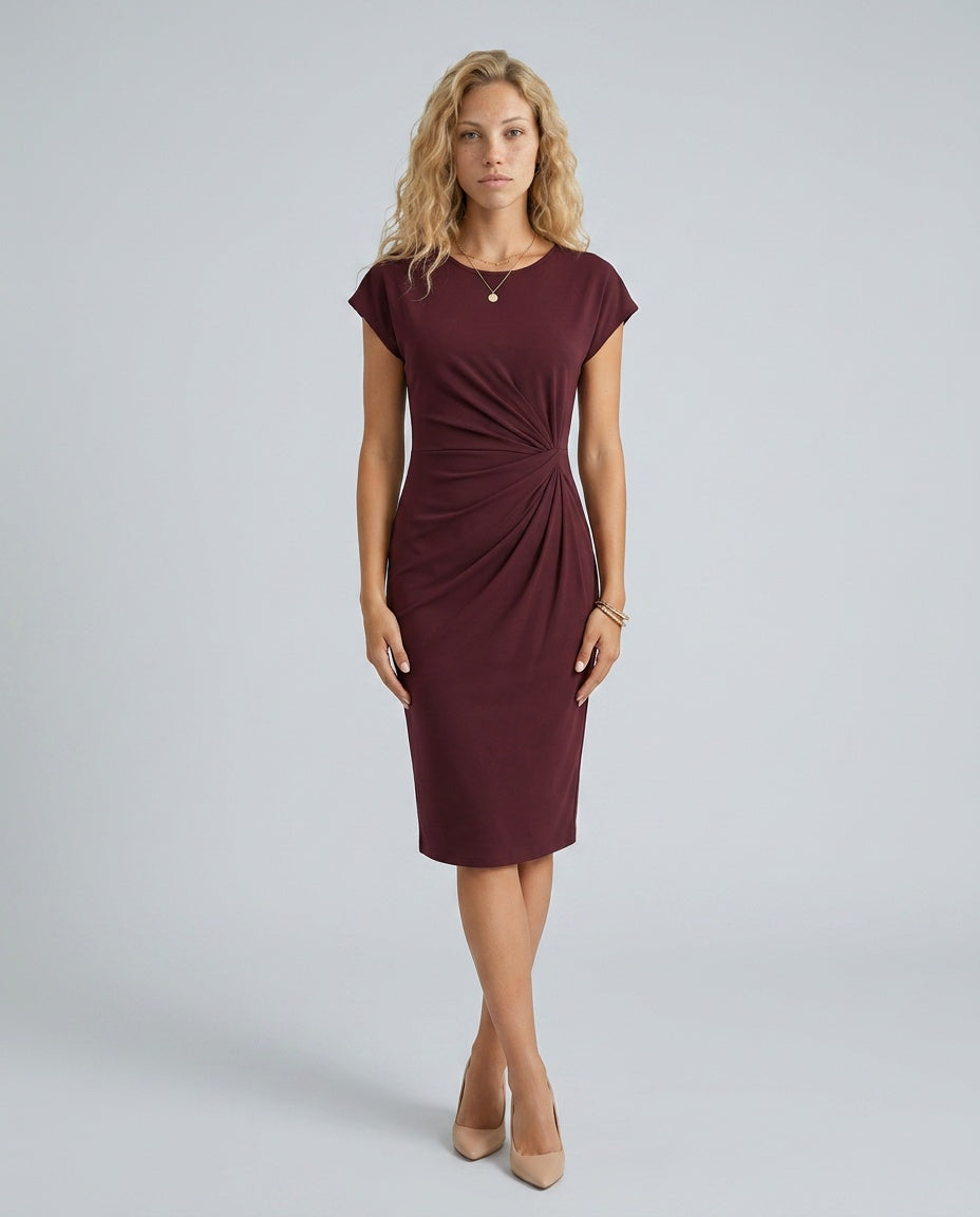 Celeste | Pleated Waist Fitted Midi Dress
