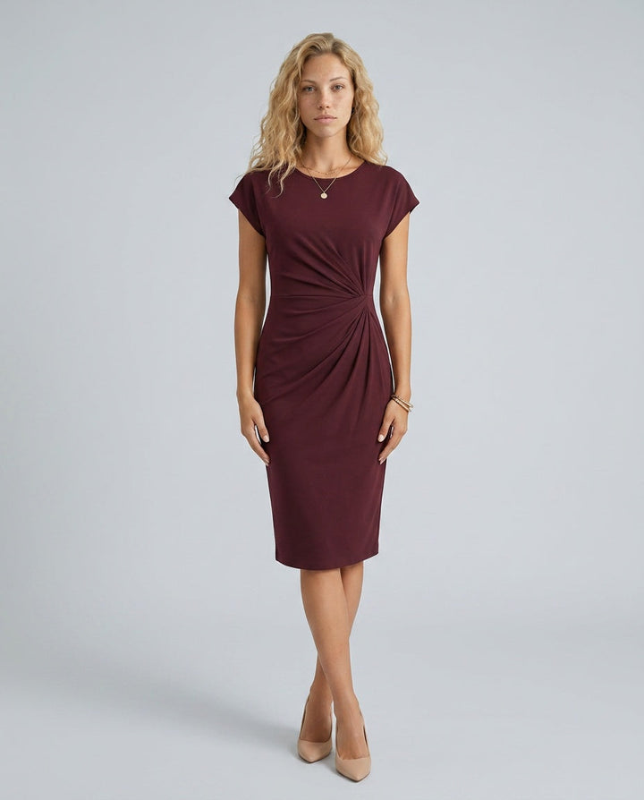 Celeste | Pleated Waist Fitted Midi Dress