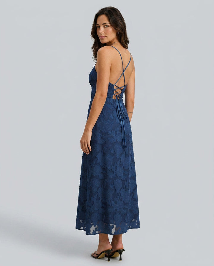 Willa | Jacquard Backless Slip Maxi Dress