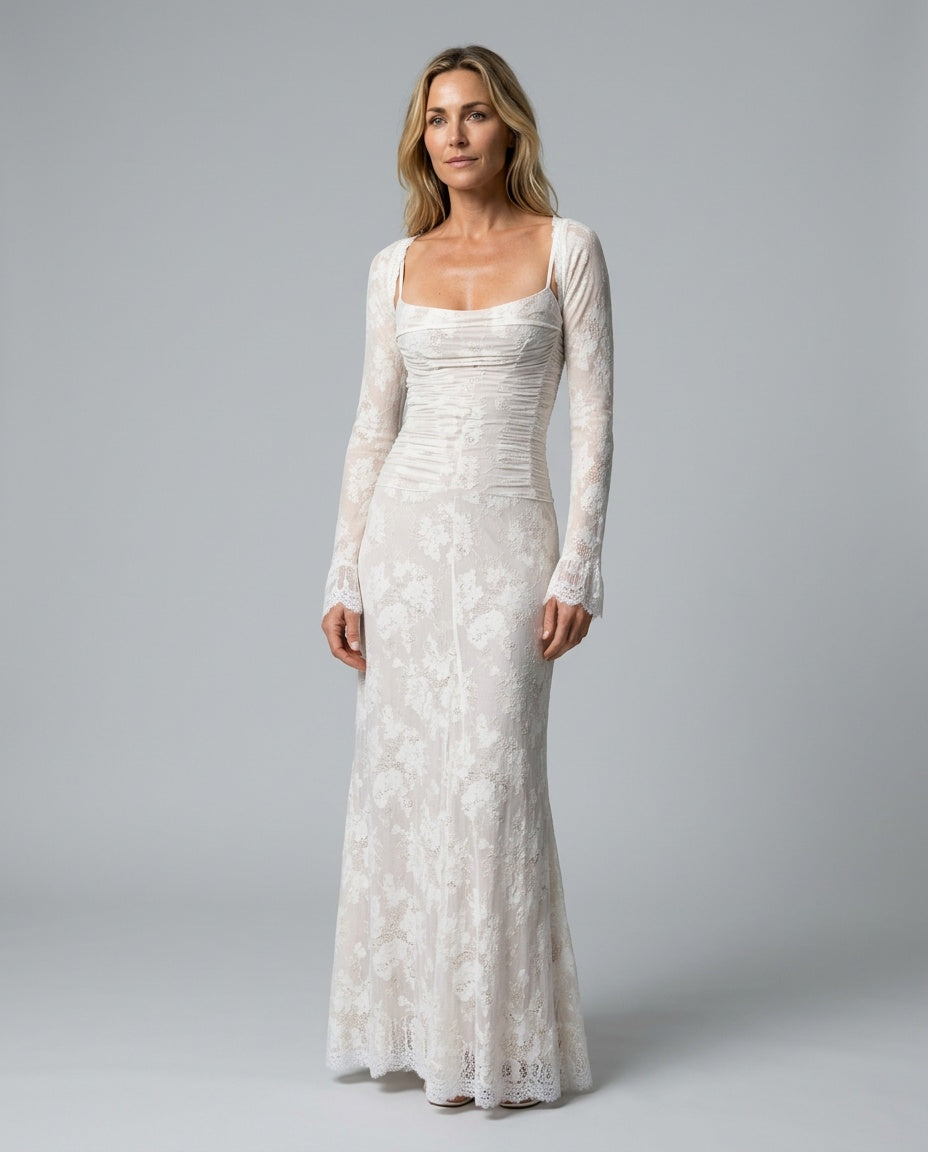 Livilla | Long Lace Wedding Guest Maxi Dress