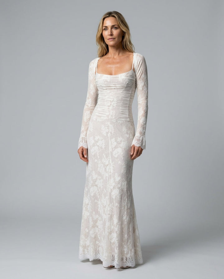 Livilla | Long Lace Wedding Guest Maxi Dress
