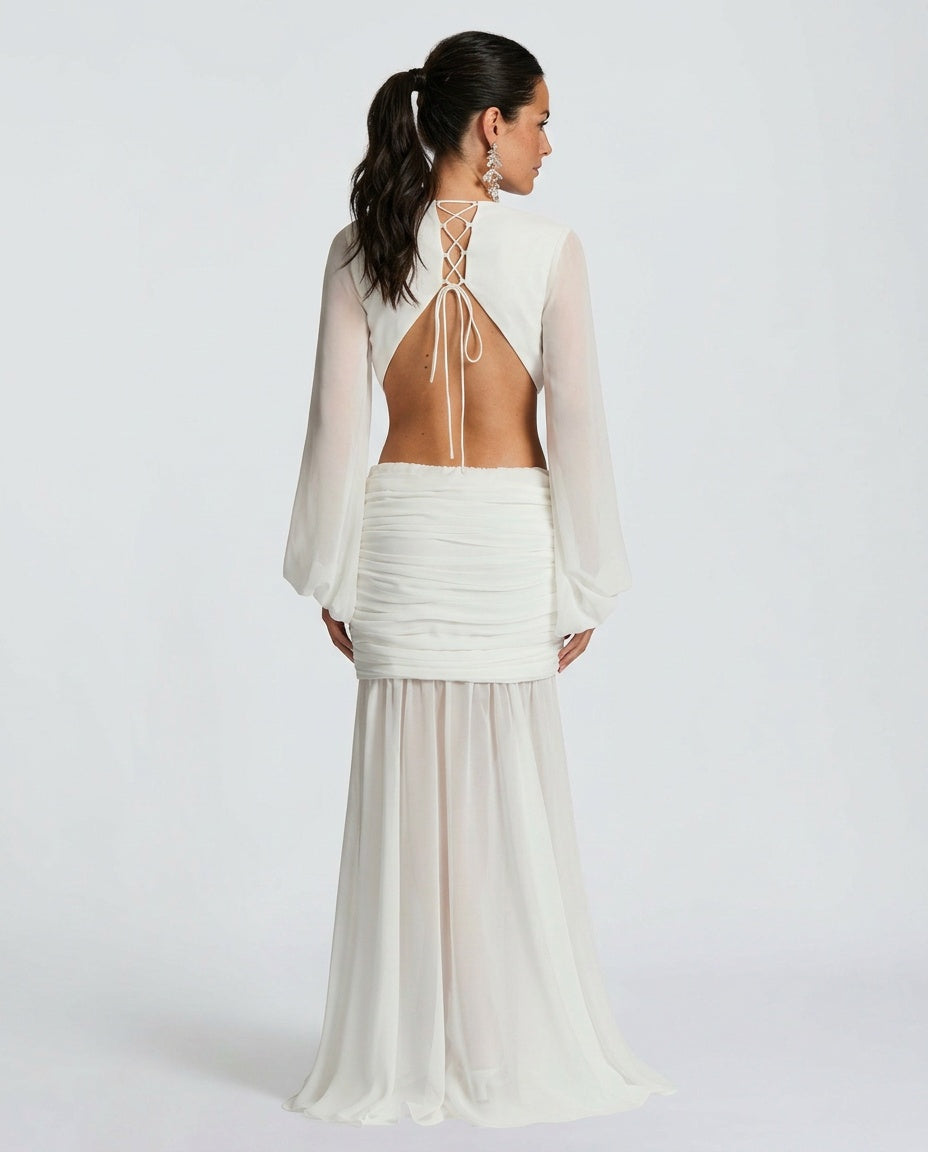 Wren | Halter Neck Ruched Maxi Dress