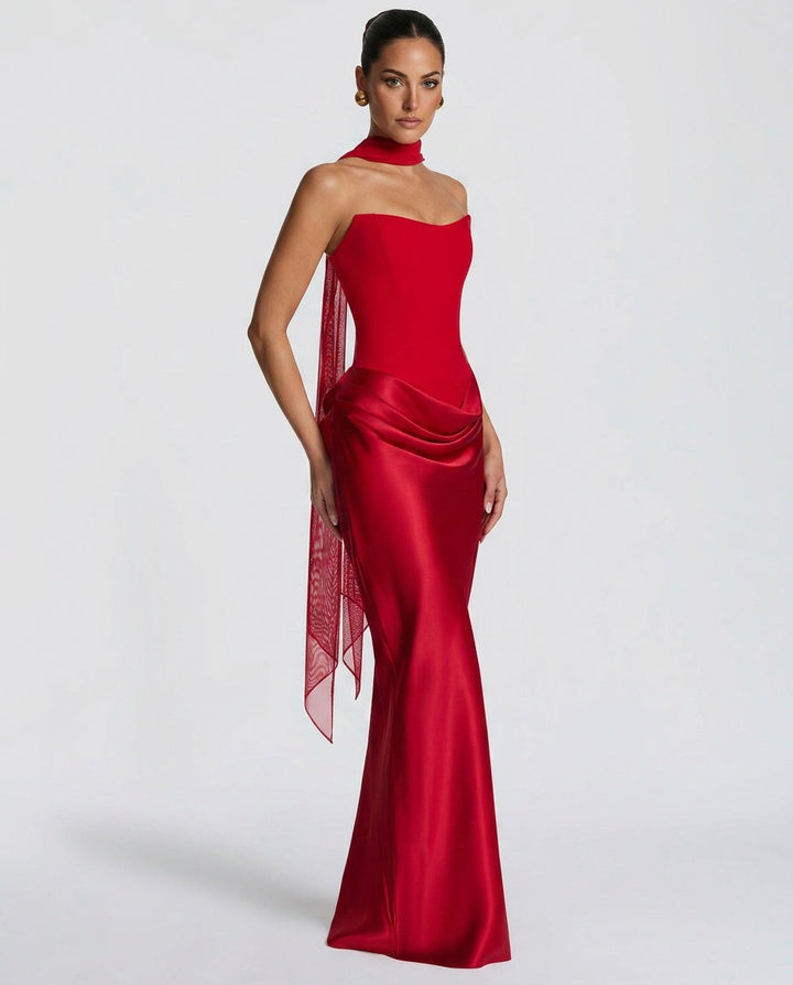 Seraphina | Satin Tie-Up Maxi Dress