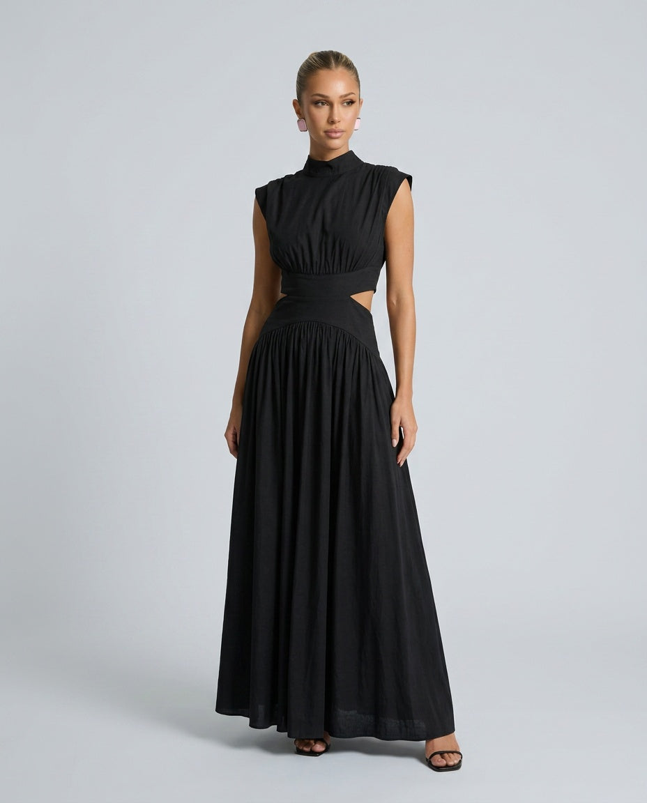 Avane | Sleeveless Mock Neck Cut-Out Maxi Dress