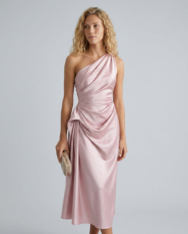 Selene | One Shoulder Satin Midi