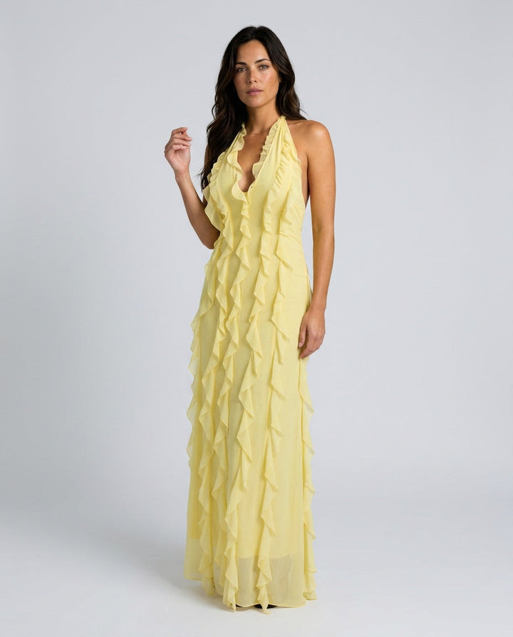 Josefine | Halter Plunge Neck Maxi Dress