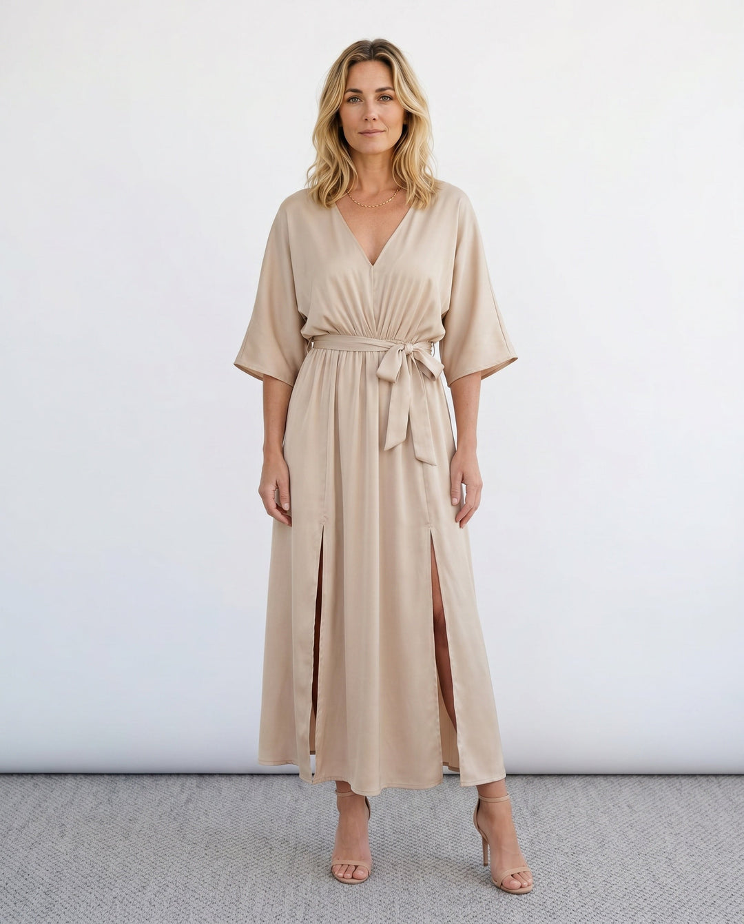 Brielle | Open Back Tie-Back Wedding Guest Maxi Dress