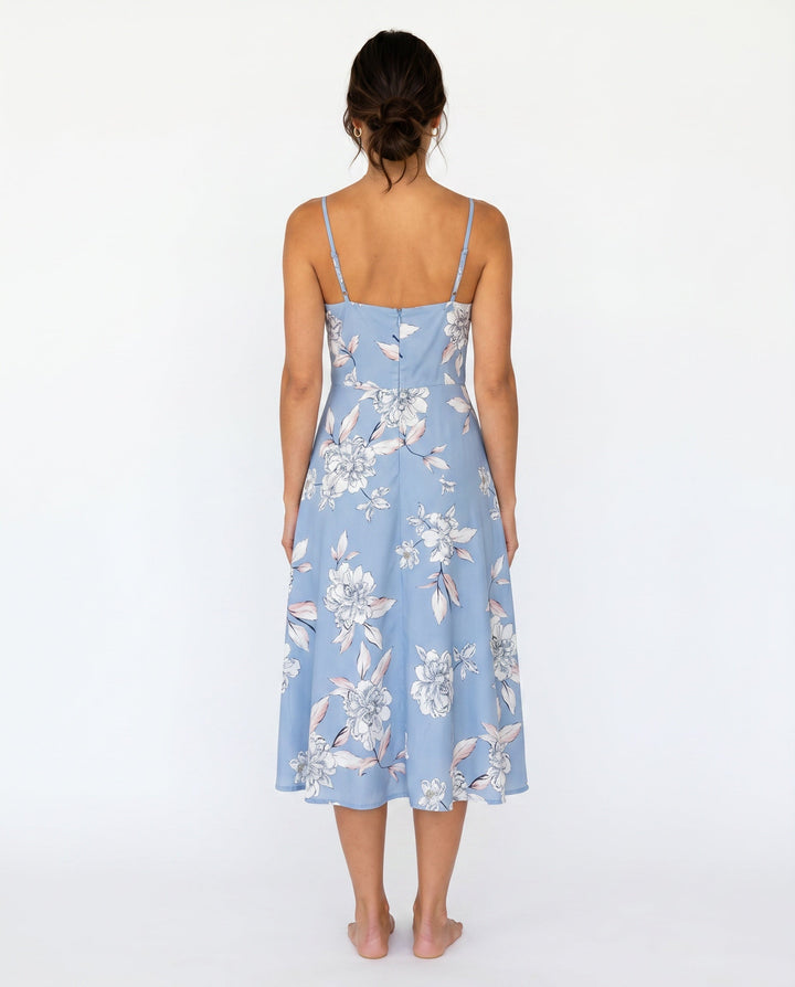 Xenia | Spaghetti Strap Floral Midi Dress