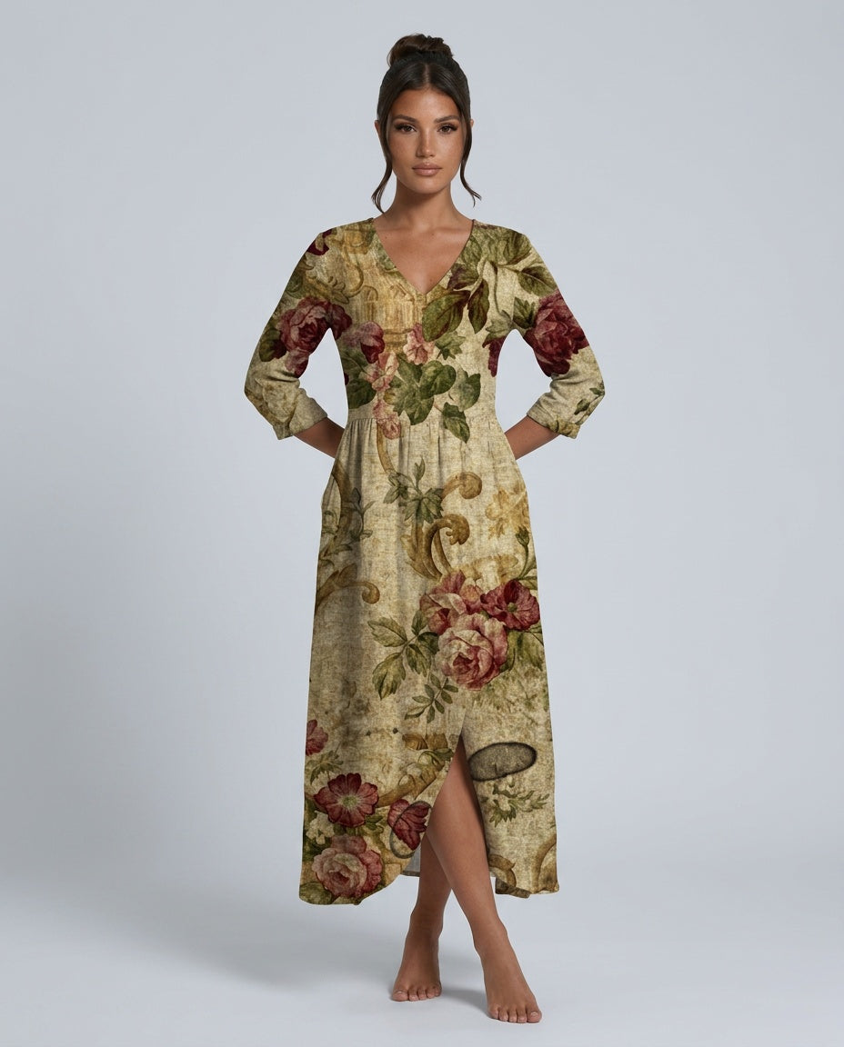 Bianca | Flowy V-Neck Floral Summer Maxi Dress