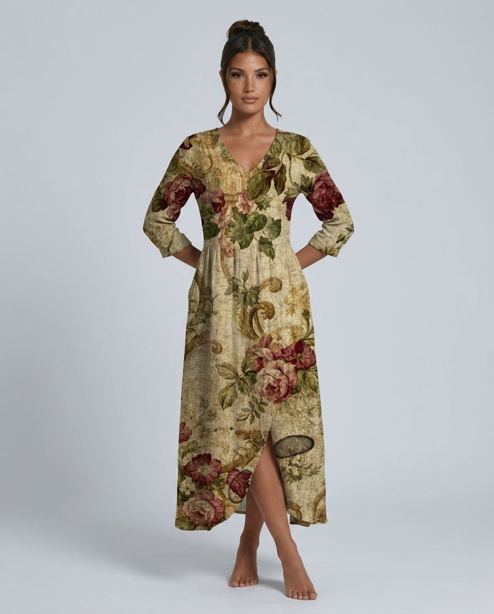 Bianca | Flowy V-Neck Floral Summer Maxi Dress