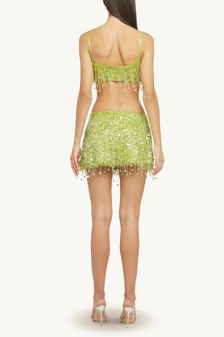 Lena | Sequin Tassel Slip Top &amp; Mini Skirt Set