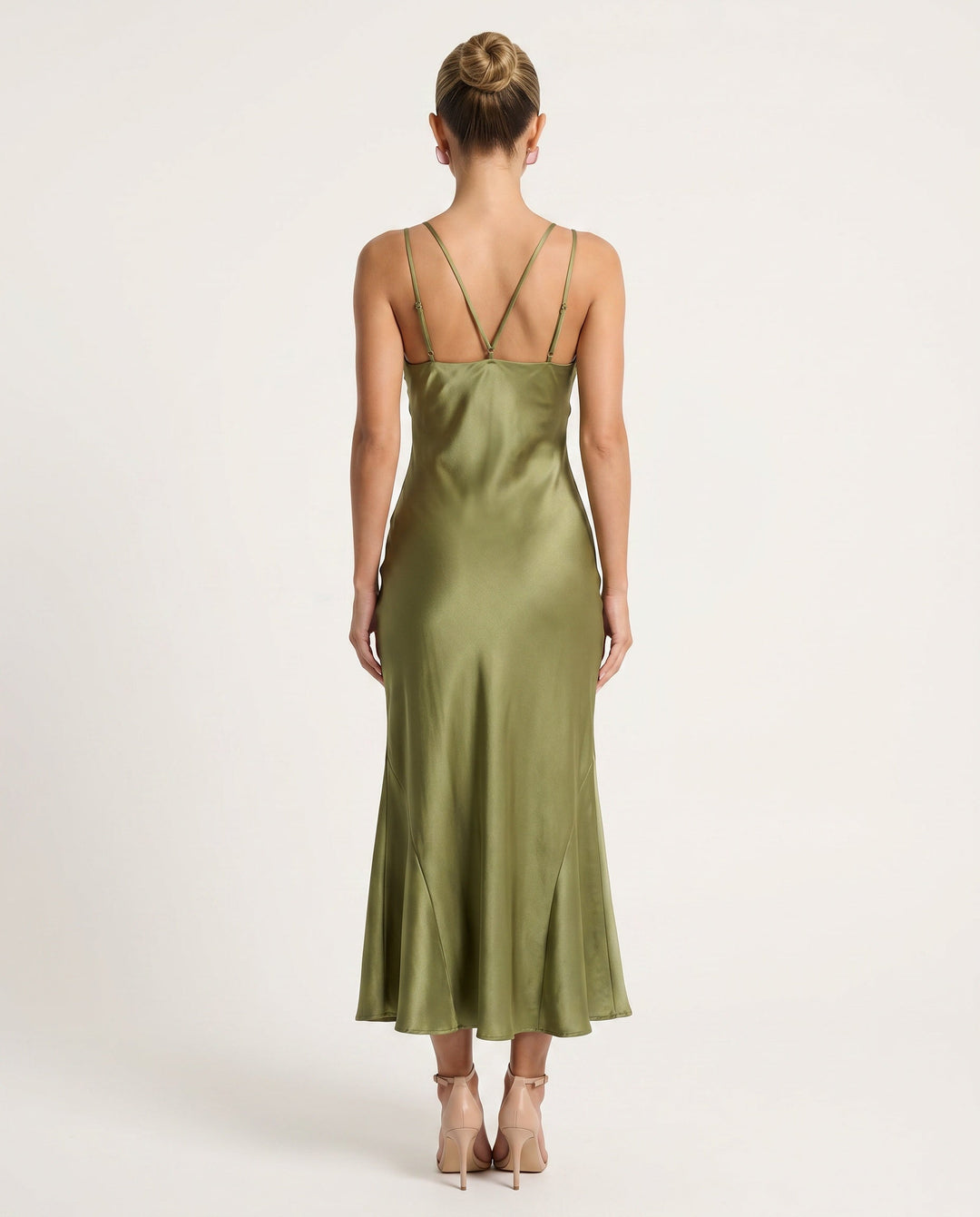 Celeste | V-Neck Satin-Look Midi Dress