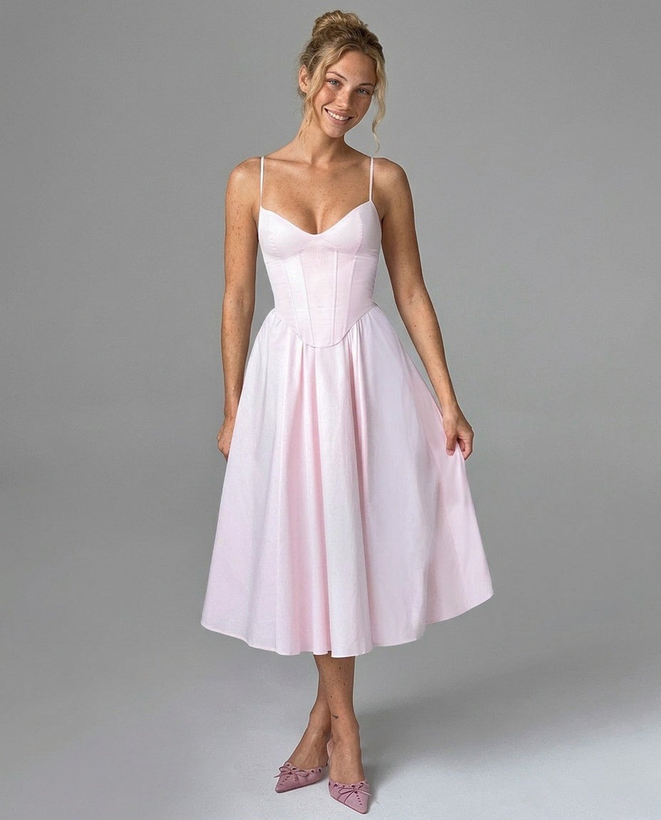 Mariella | Puff Sleeve A-Line Midi Dress