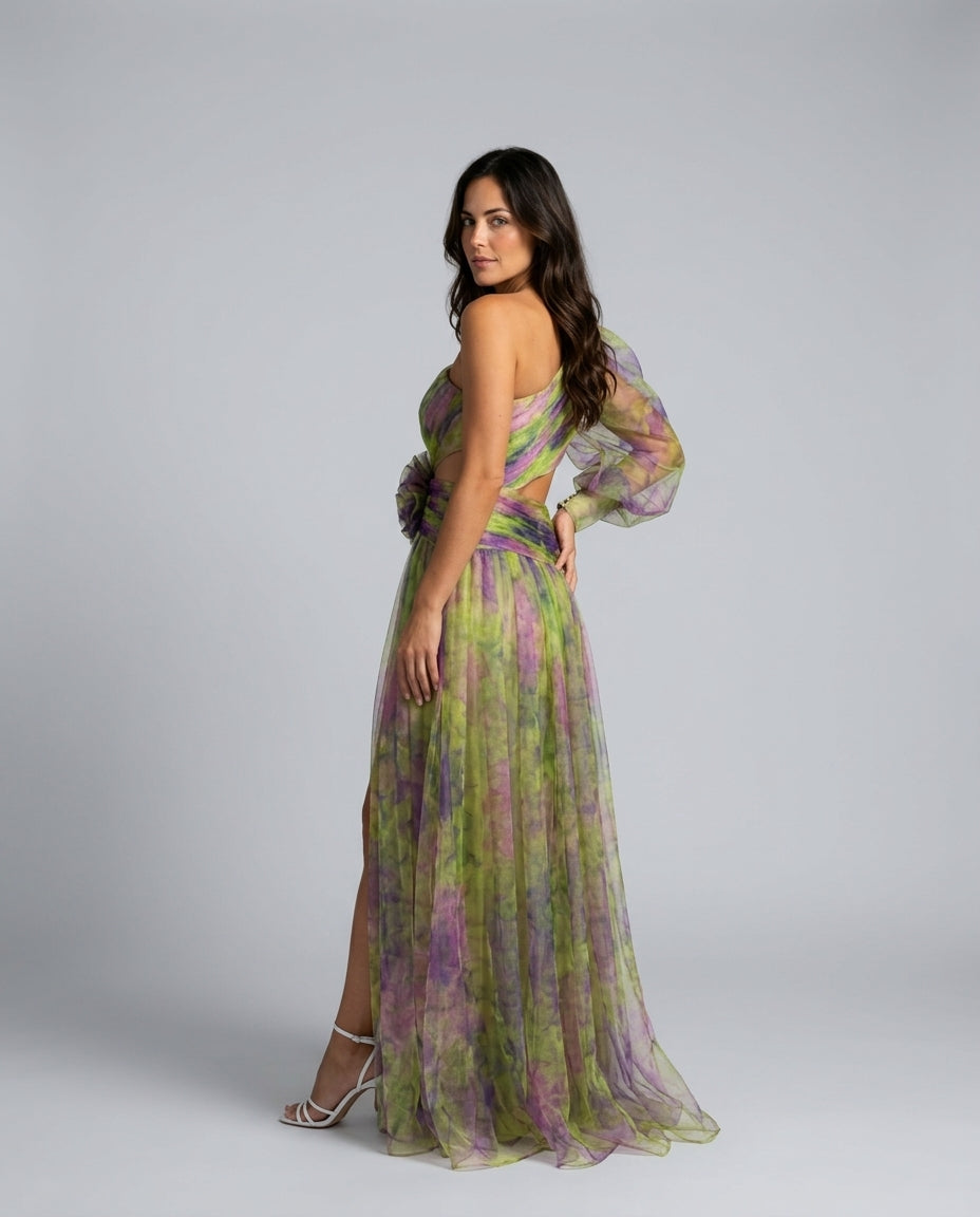 Celeste | Maxi Off-Shoulder Printed Split Dress