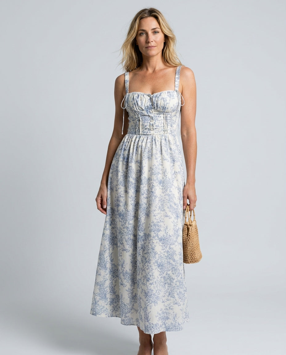 Fleurina | Floral Sweetheart Midi Dress