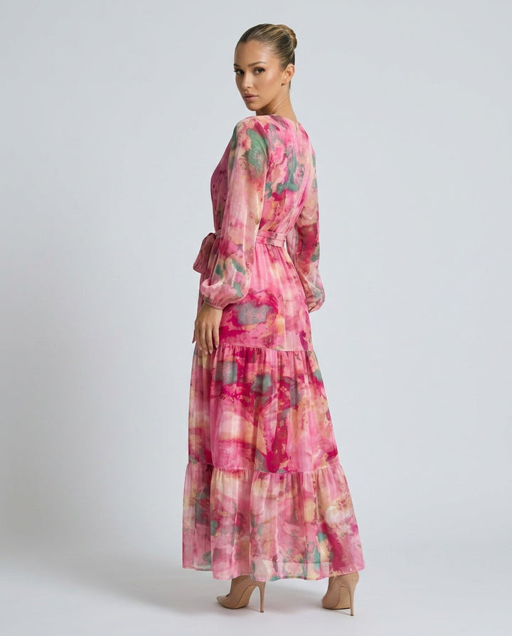 Paige | Floral Wrap Long Sleeve Maxi Dress