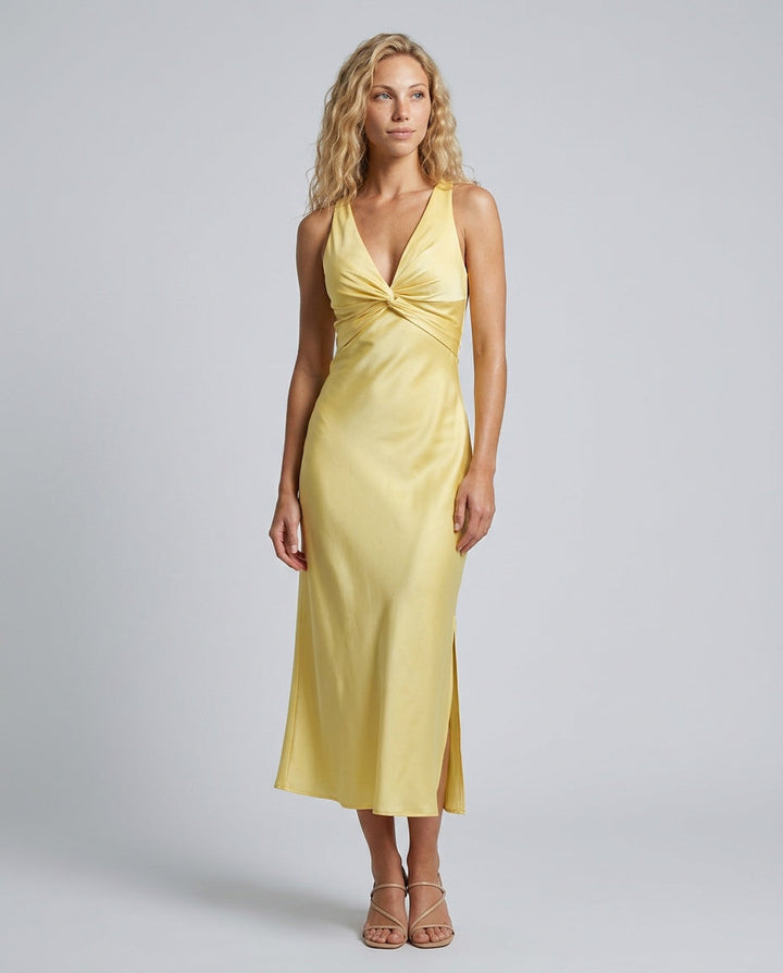 Amélie | Satin-Look Twist Detail Midi Dress