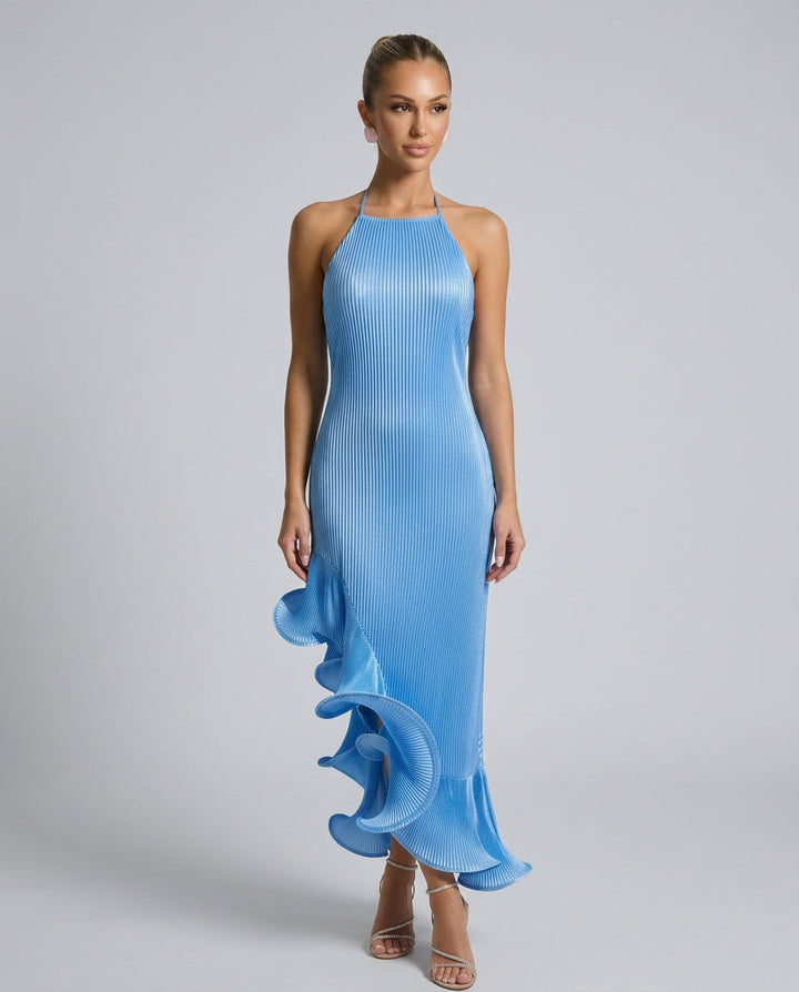 Fleuret | Spaghetti Strap 3D Ruffle Hem Midi Dress