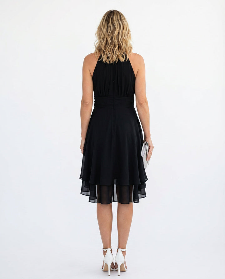 Celeste | Halter Ruffle Flared Midi Dress