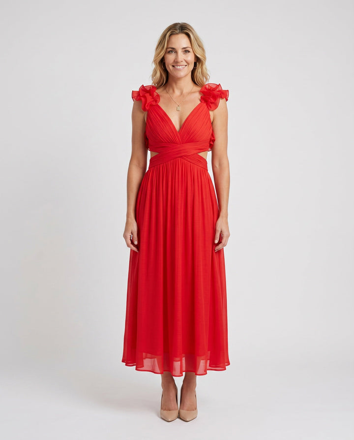 Giedre | Lace-Up A-Line Midi Dress