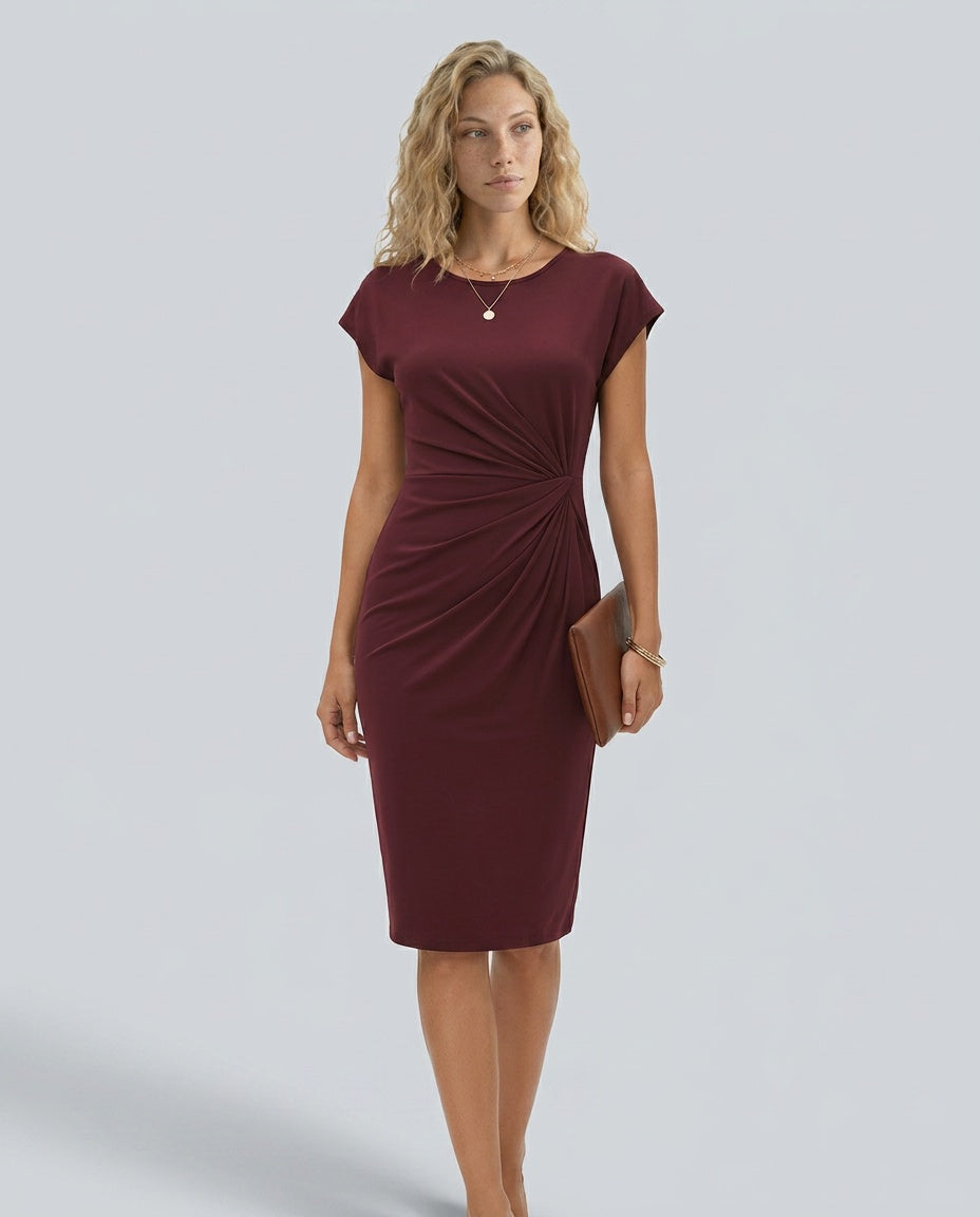 Celeste | Pleated Waist Fitted Midi Dress