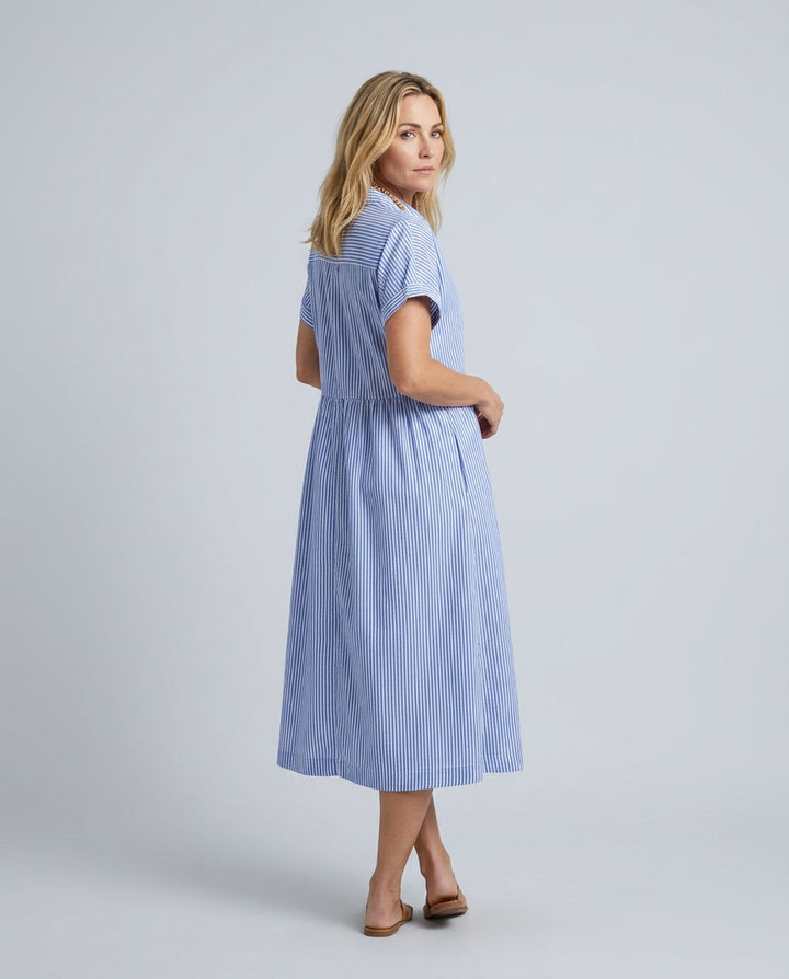Marlowe | Striped Button-Front Midi Shirt Dress
