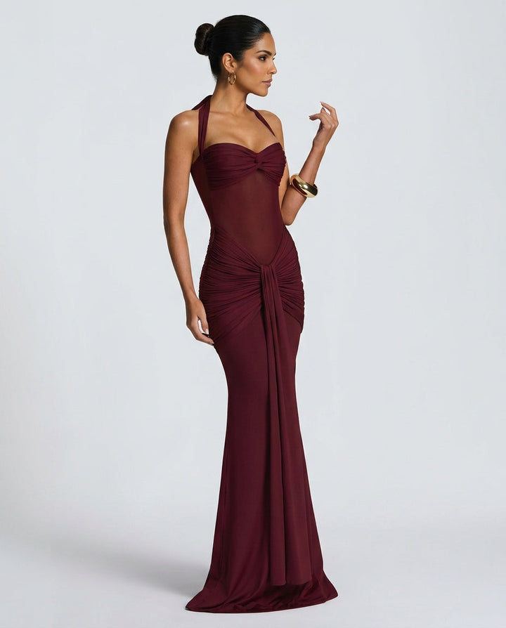 Cora | Halter Neck Backless Maxi Dress