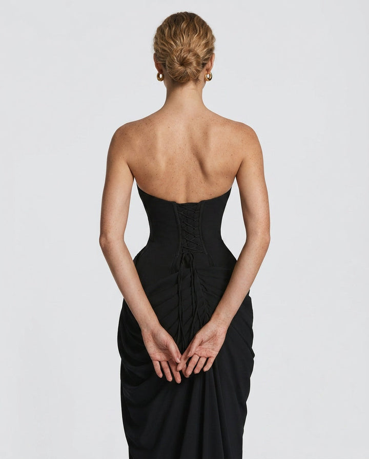 Cyra | Halter Neck Ruched Maxi Dress