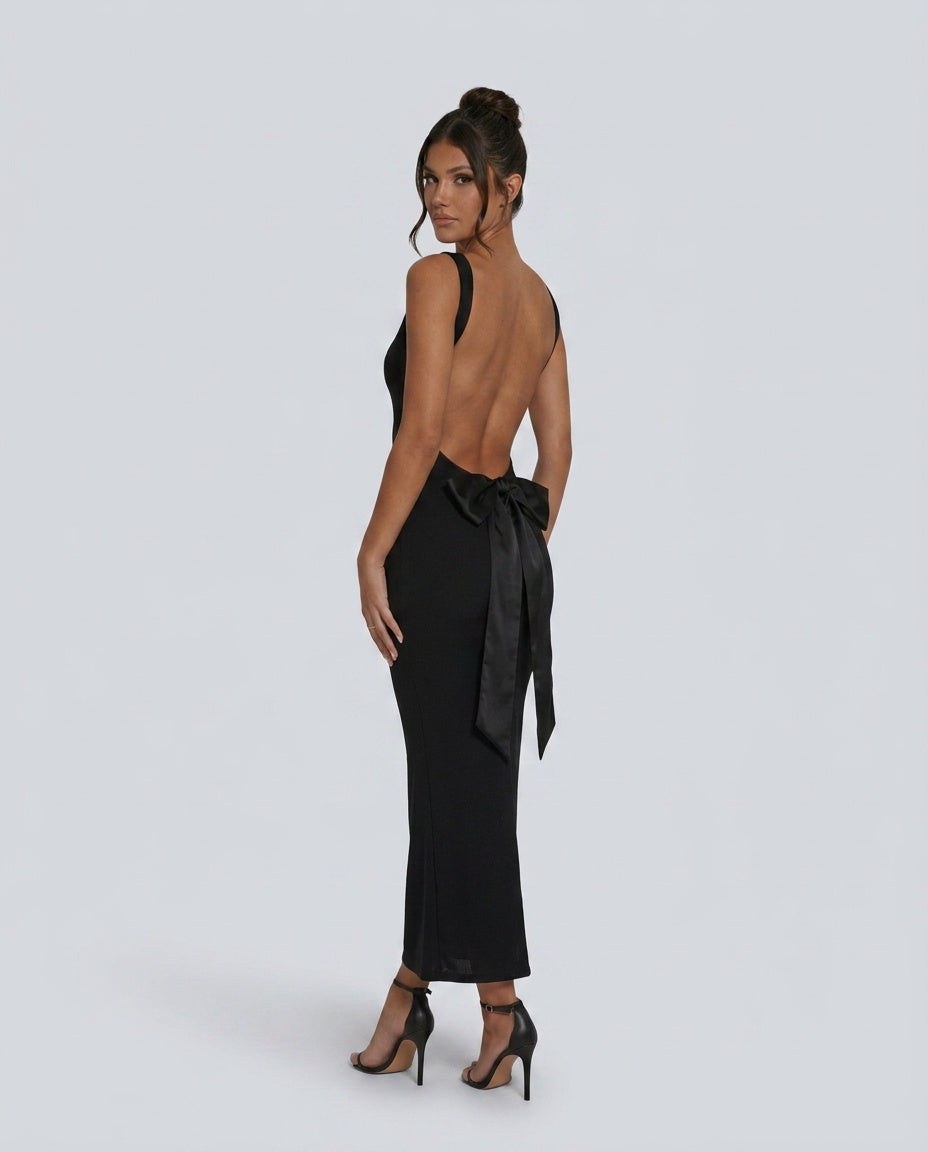 Solène | Cowl Neck Backless Maxi Dress