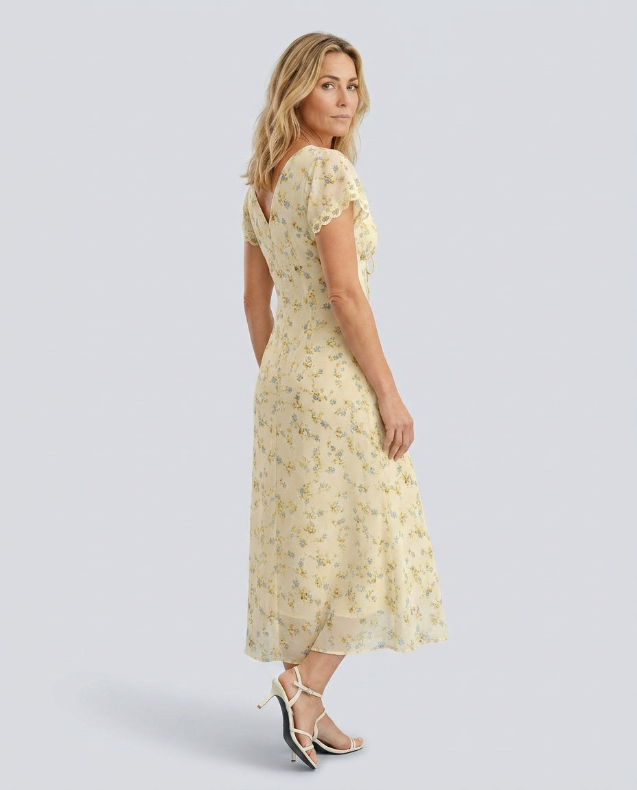 Tatum | V-Neck Lace Floral Maxi Dress