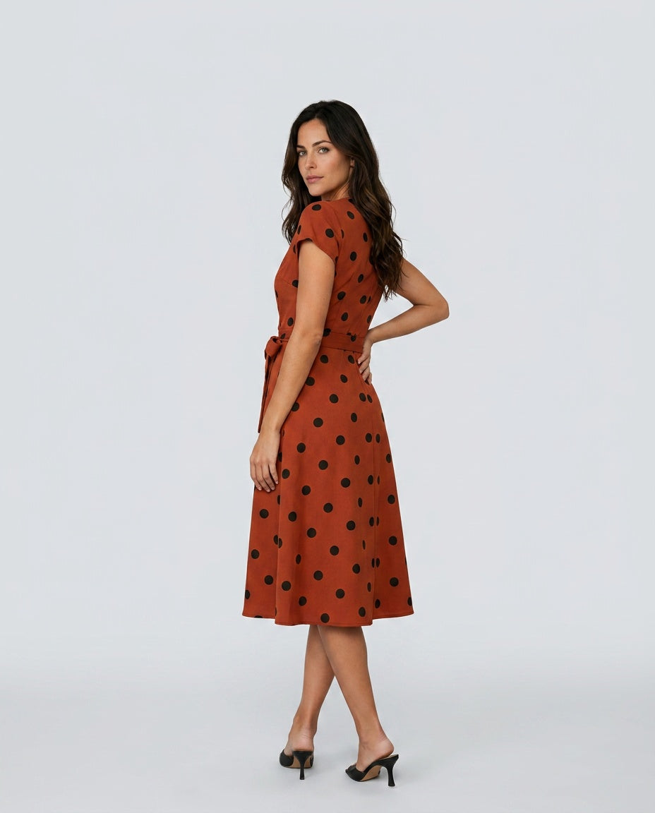 Camille | Polkadot Wrap Midi Dress